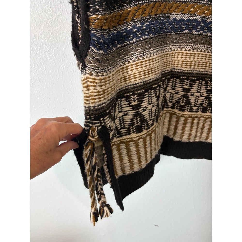 Madewell Fair Isle Mock Neck Sweater Vest Wool Alpaca Blend Tassel Boho Layering - Picture 3 of 6